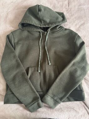 Splash Olive Green Hooded Zip Jacket